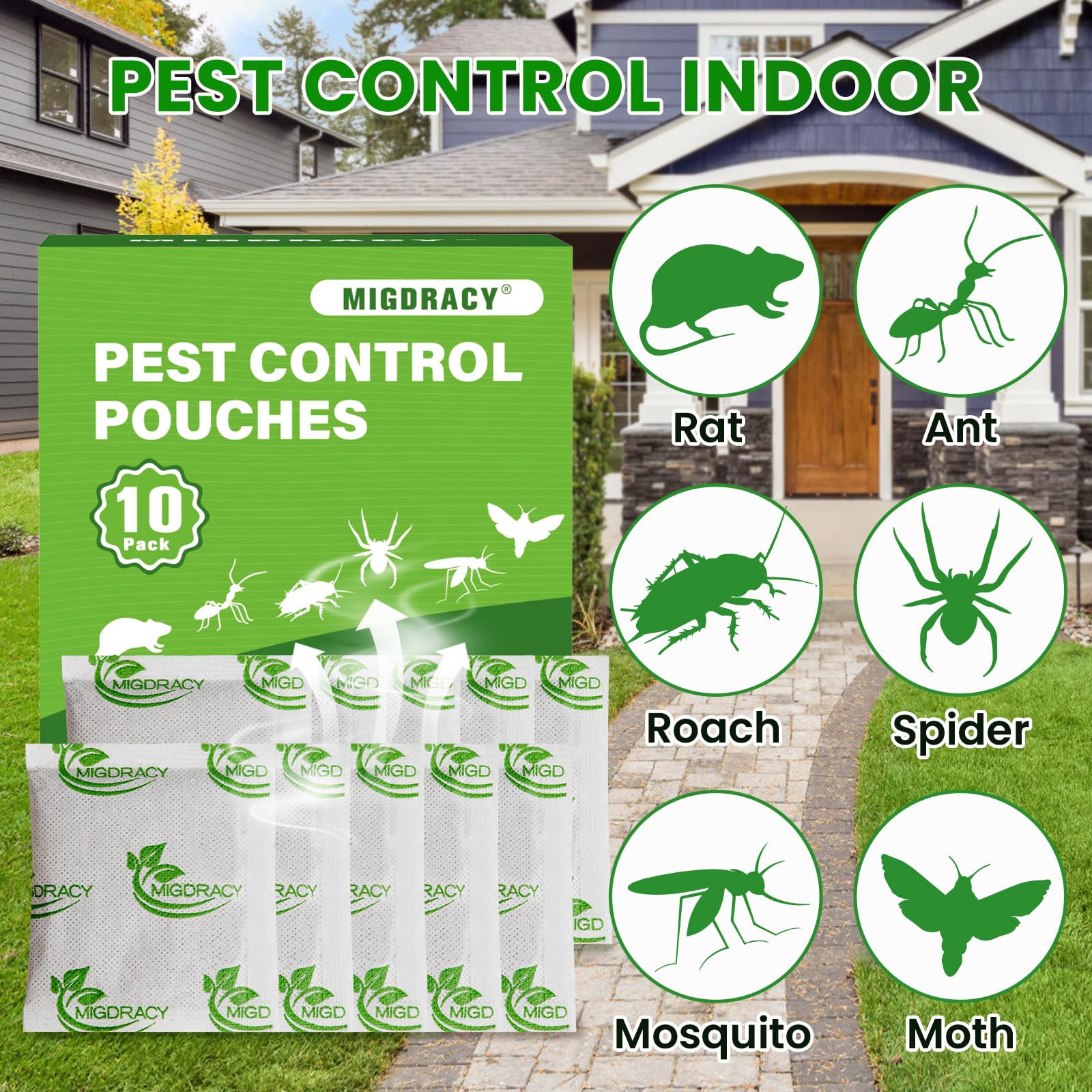 Migdracy pest control pouches in-use in living room for deterrence