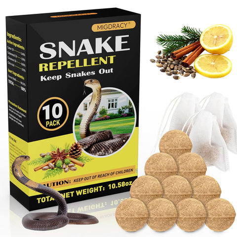 Migdracy snake repellent ball front view creating scent barrier in garden to deter snakes