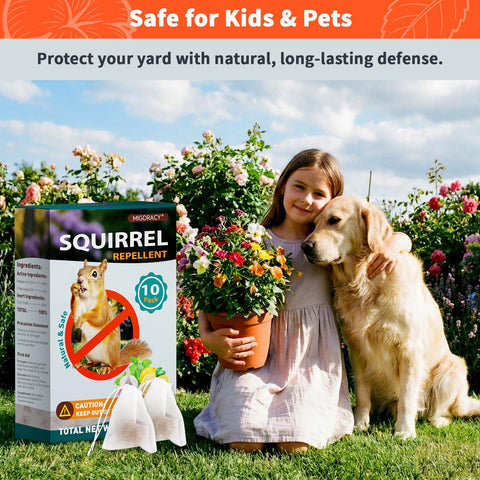 Migdracy Squirrel Repellent Ball on driveway near engine area deters pests