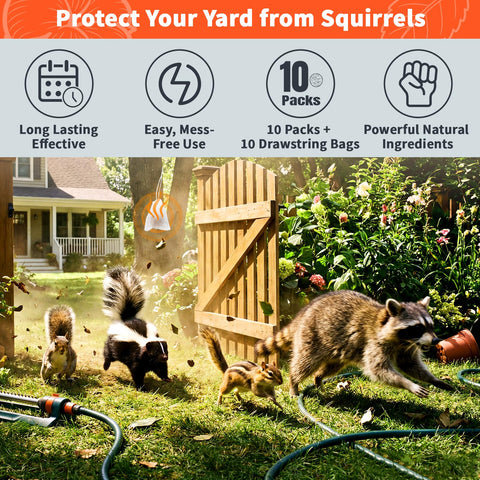 Migdracy Squirrel Repellent Ball on fence line offers long-lasting protection