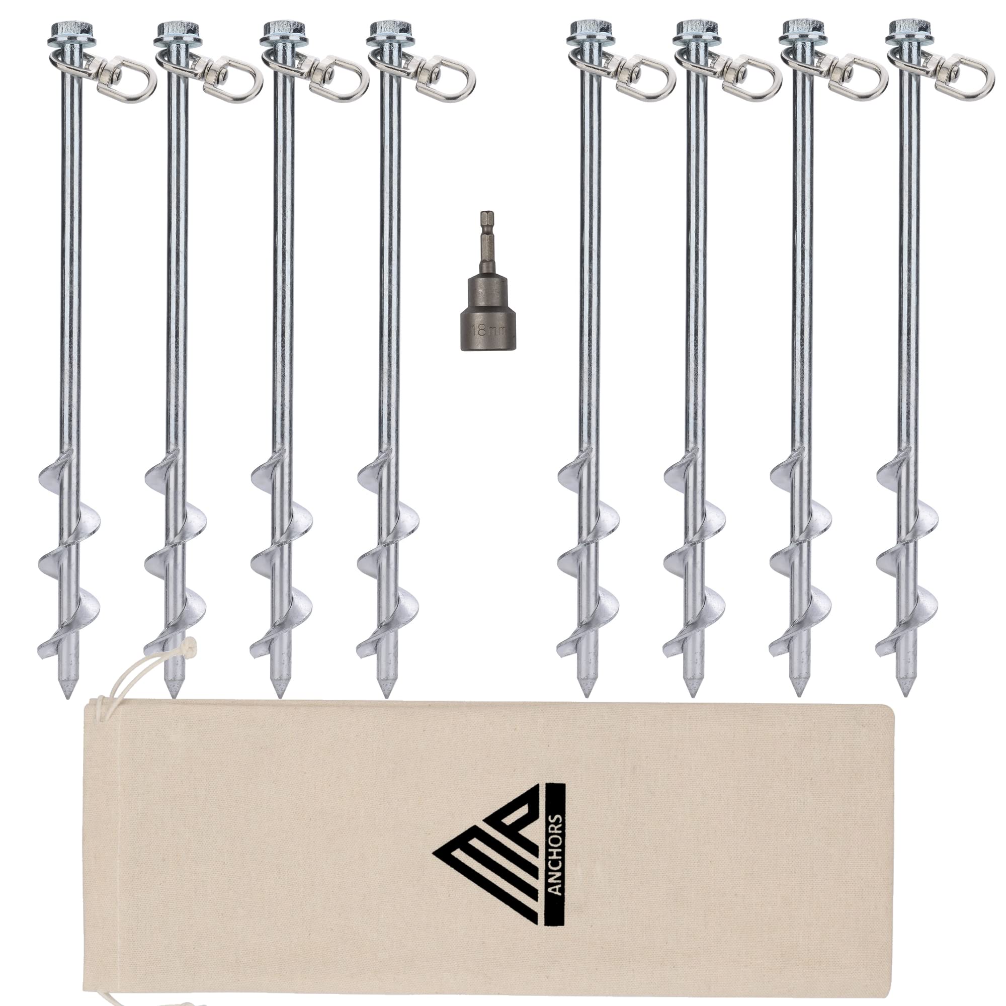 MightyPhine Earth Anchors 12-inch stakes securely hold decks and canopies.