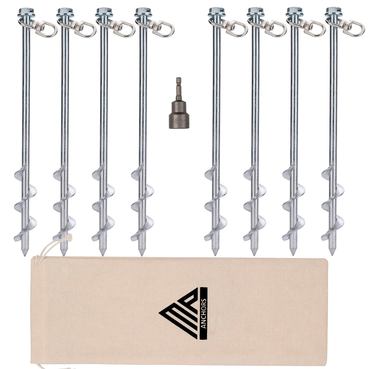 MightyPhine Earth Anchors 12-inch stakes securely hold decks and canopies.