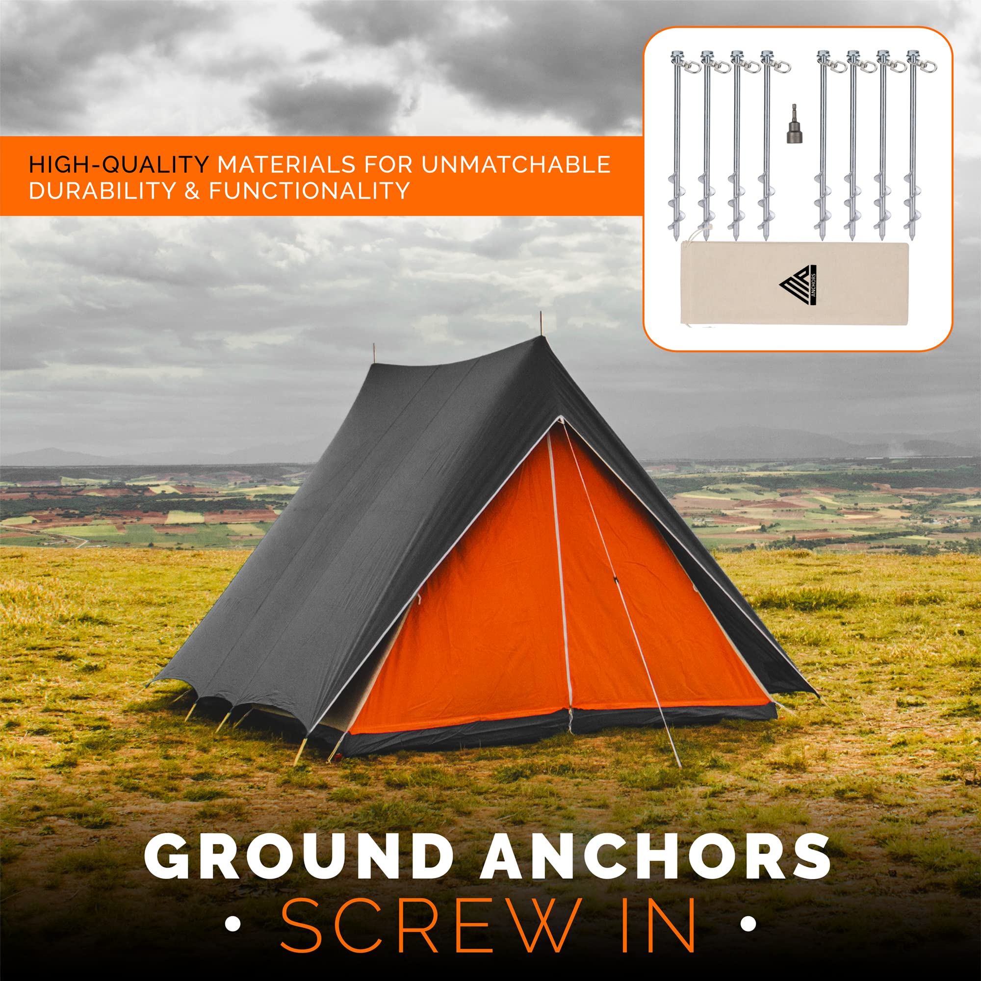 MightyPhine Earth Anchors with drill bit included for quick installation.