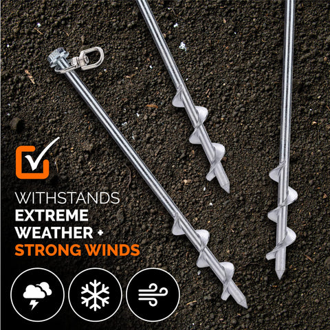MightyPhine Earth Anchors penetrate hard soil without bending.