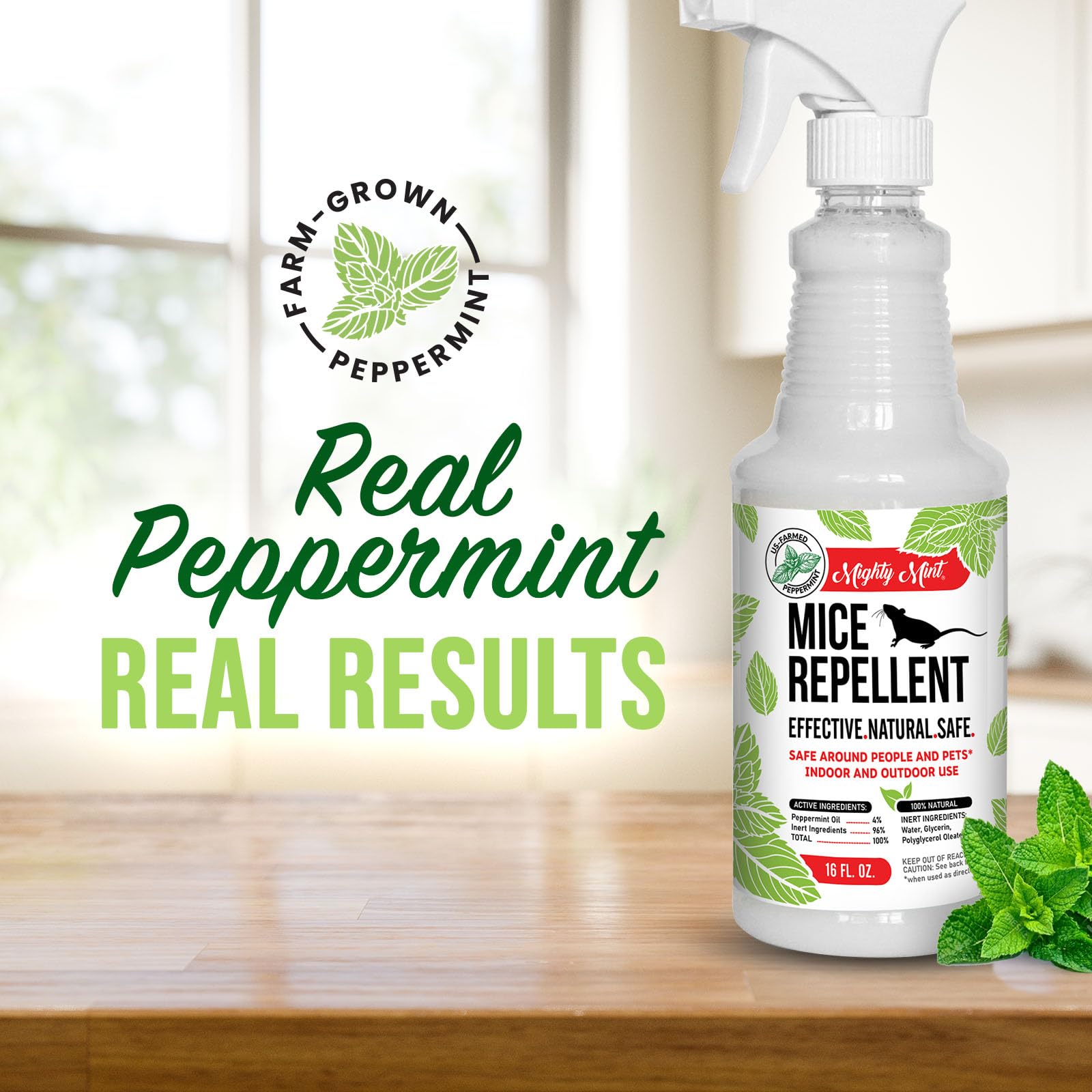 Mighty Mint baseboard spray targets rodents along entry points.