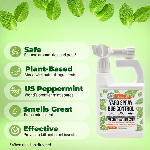 Mighty Mint hose-attachment nozzle enables quick, even application across lawns.