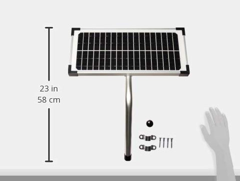 Mighty Mule 10W panel kit secure installation with steel support.