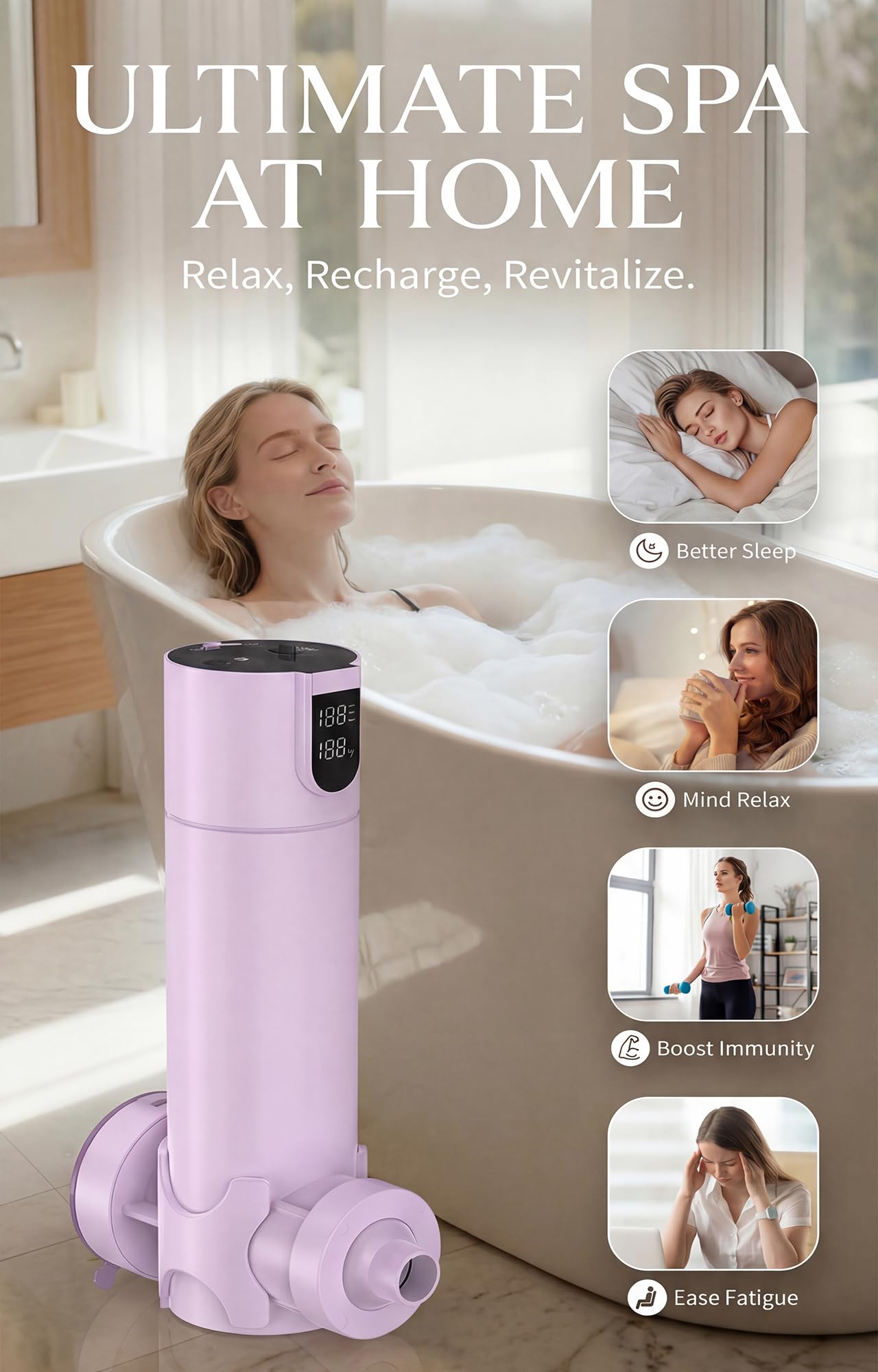 MightyKitten Bath Jet offers dual jet and bubble modes for customizable relaxation.