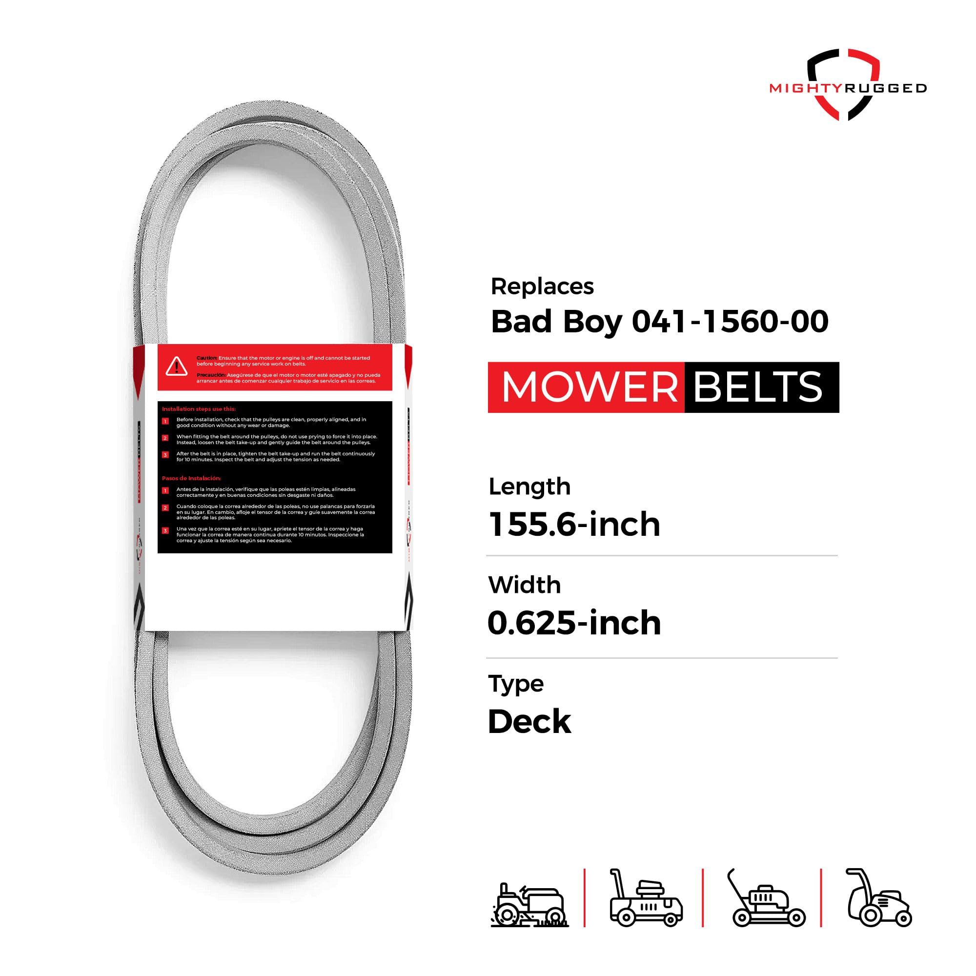 MightyRugged aramid cord belt construction for durability and heat resistance.