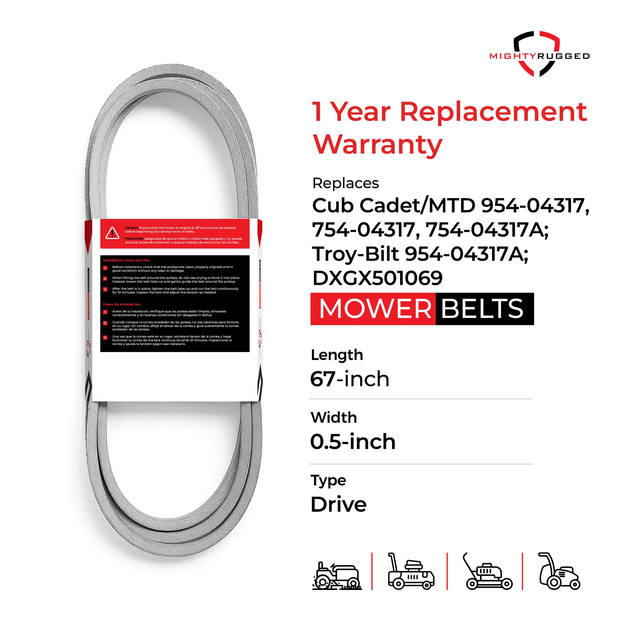 MightyRugged aramid-cord belt built to resist heat, oil, and abrasion.