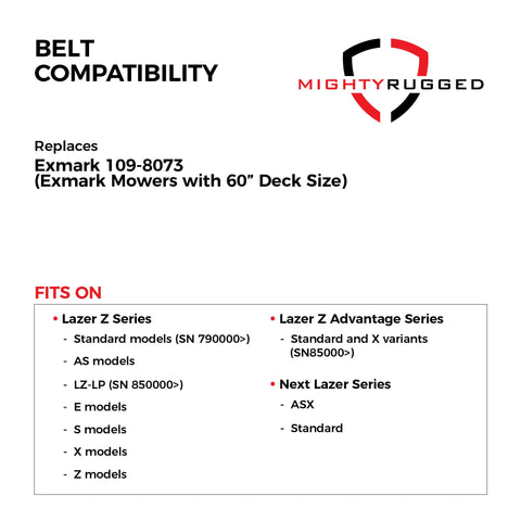 MightyRugged Exmark 60-inch belt fits Lazer Z series reliably