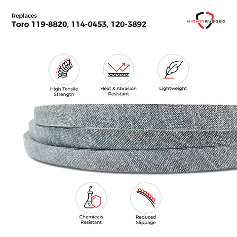 MightyRugged Toro belt 119-8820 compatibility chart indicates broad model fit.
