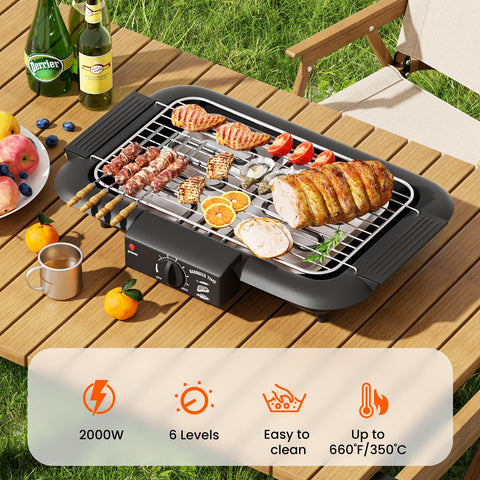 Mihoho electric grill with removable stand for easy portability