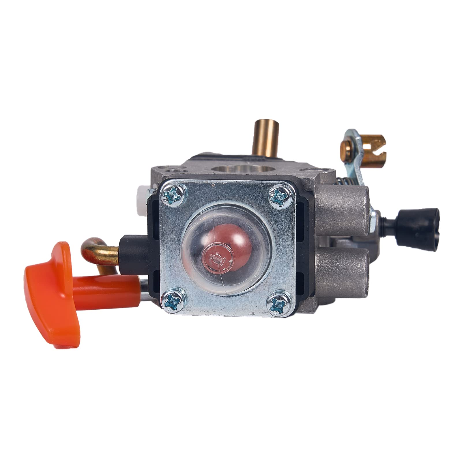 Mikatesi carburetor and hoses arranged for replacement demo.