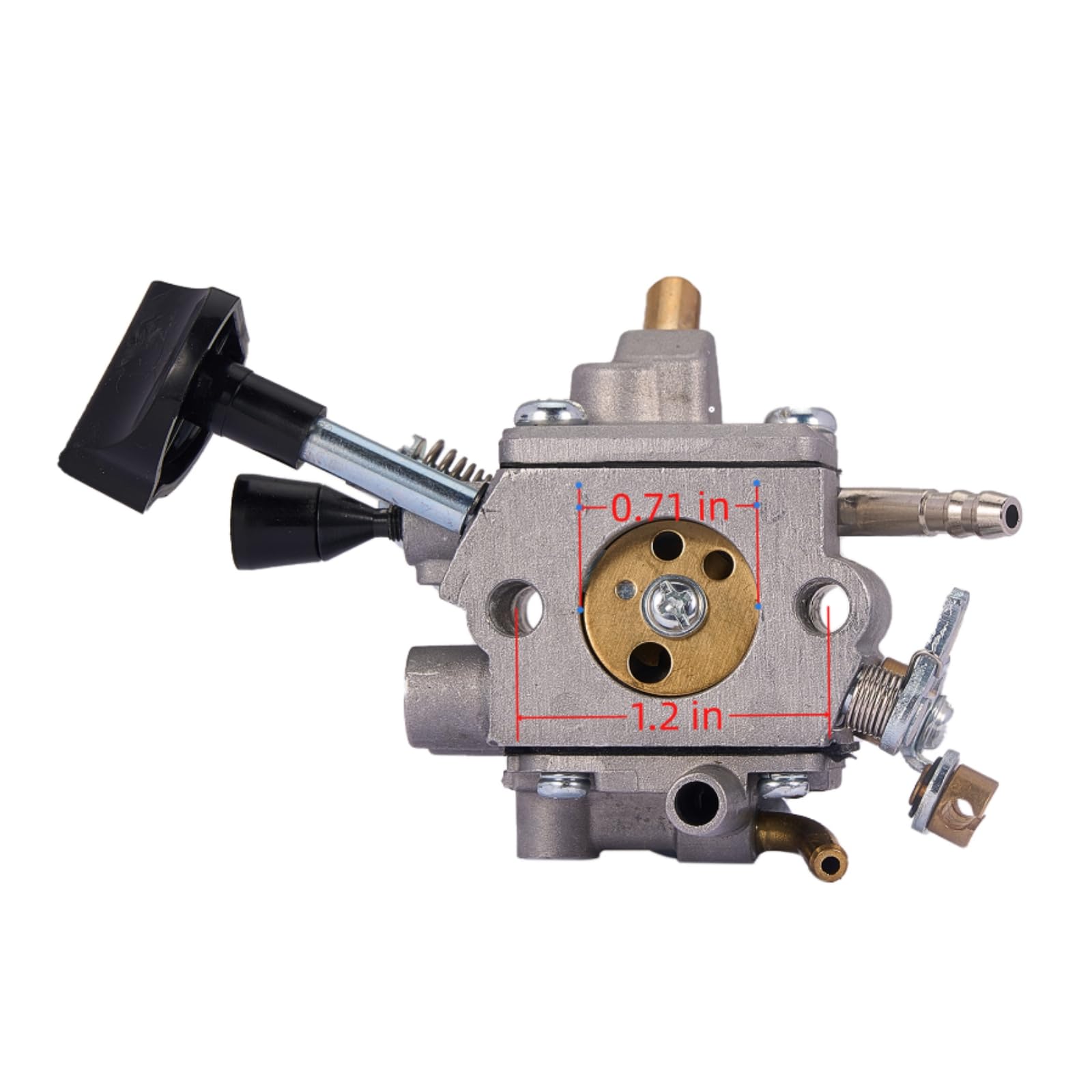 Mikatesi carburetor kit side view shows compact, ready-to-install components