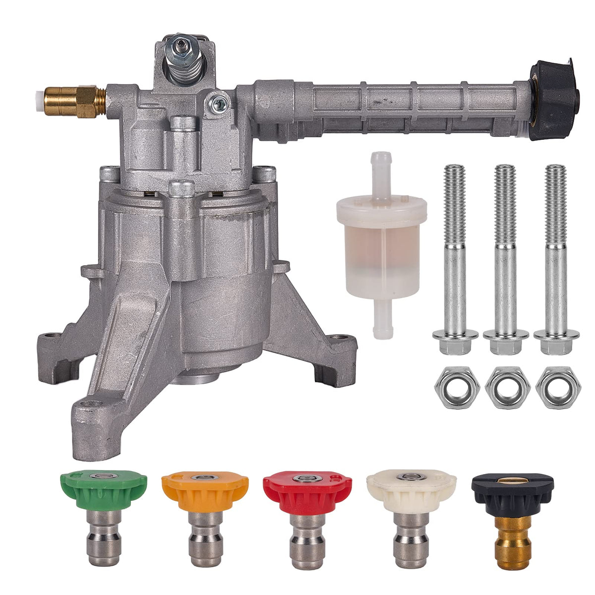 Mikatesi front-vertical pump top view shows compact replacement for mounted power washers