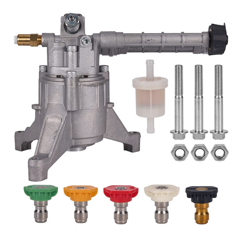 Mikatesi front-vertical pump top view shows compact replacement for mounted power washers