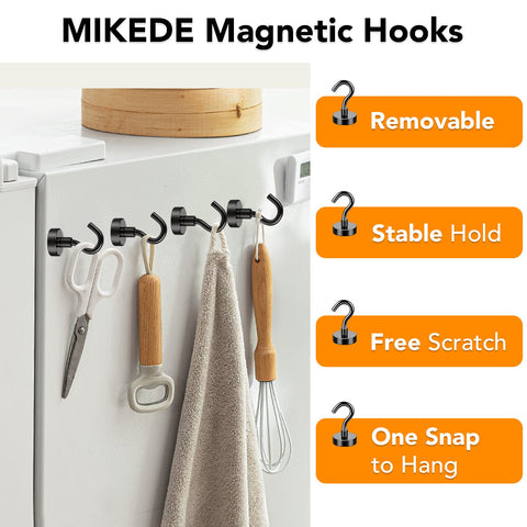 MIKEDE kitchen organizer hooks in action for utensils and accessories.