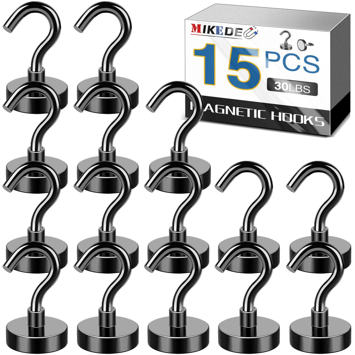 MIKEDE magnetic hook with neodymium magnet offering strong horizontal pull for heavy items.
