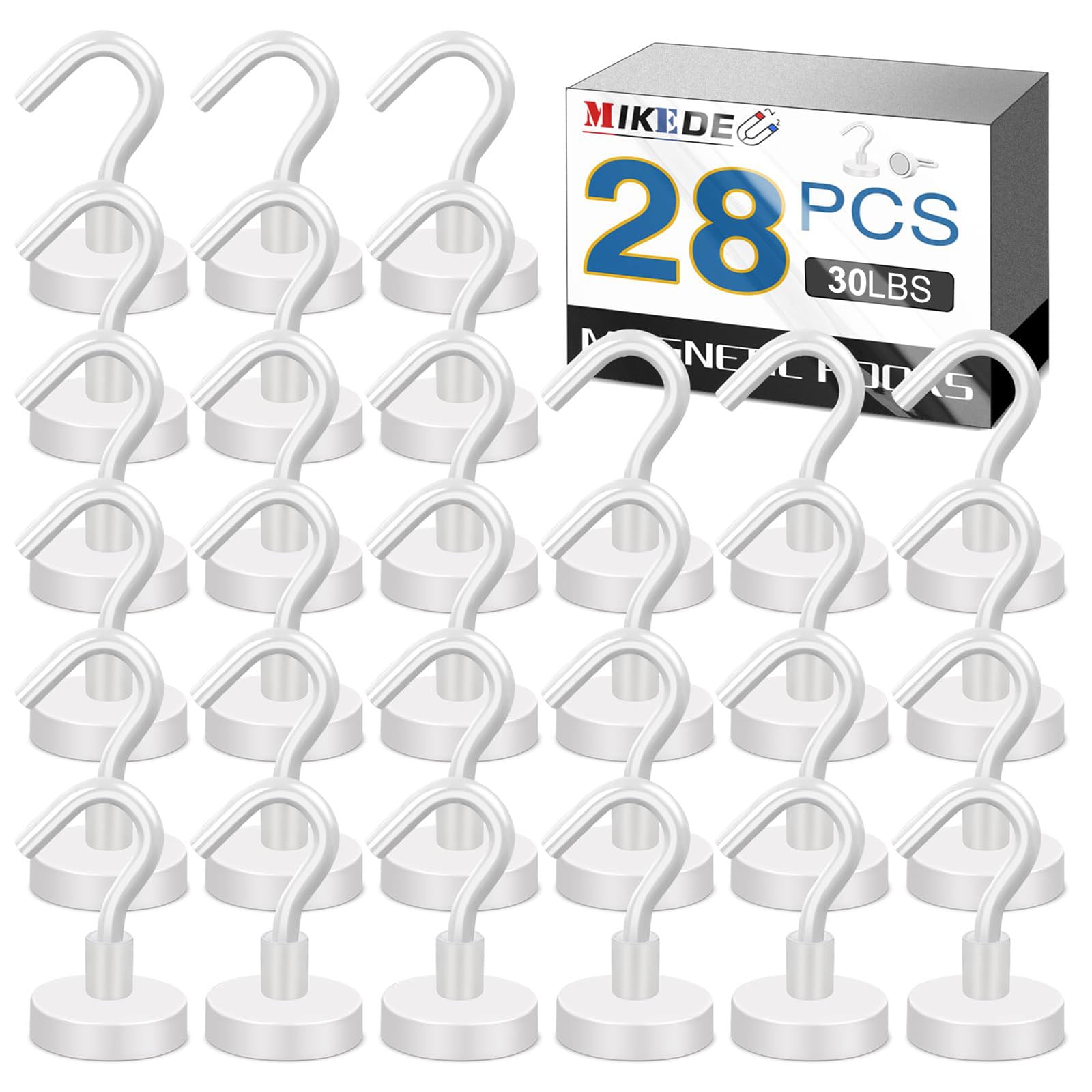 MIKEDE magnetic hooks on fridge attach lightweight items, keeping counters clear.