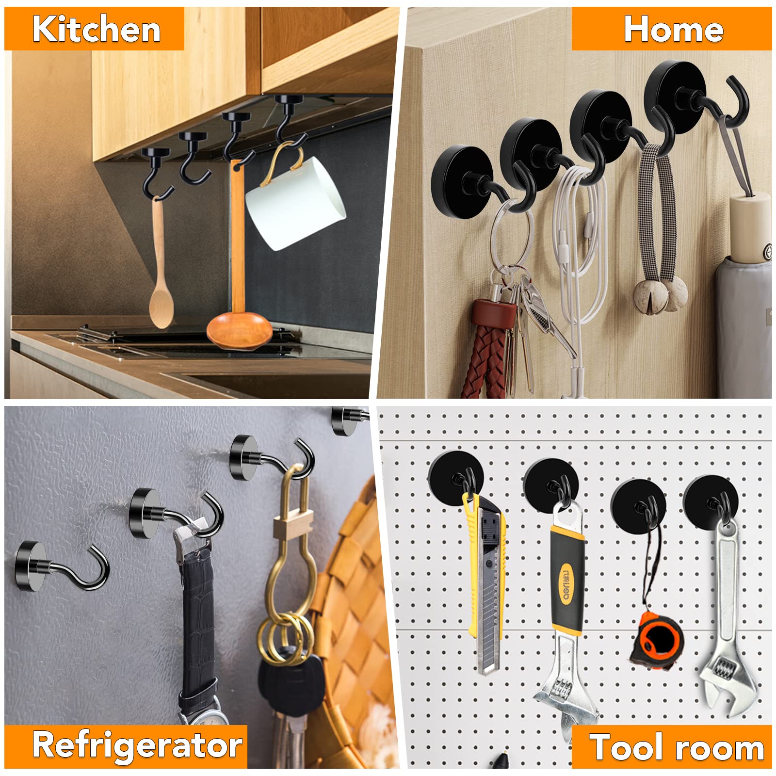 Pack of 15 MIKEDE magnetic hooks ready for multiple spots in a space.