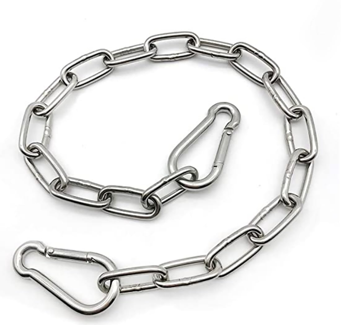MIKMAYTOO heavy-duty stainless steel chain for secure 550lb hanging.