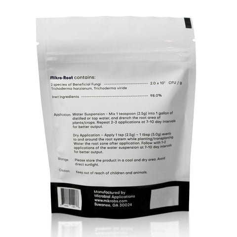 Mikrobs Mikro-Root powder dissolving in water for soil use.