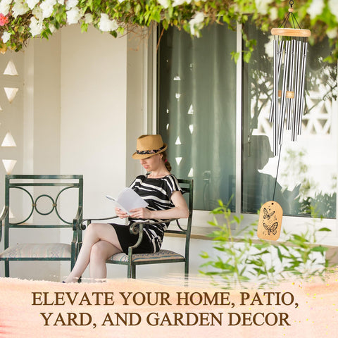Milcier wind chime installed on a garden porch with light breeze