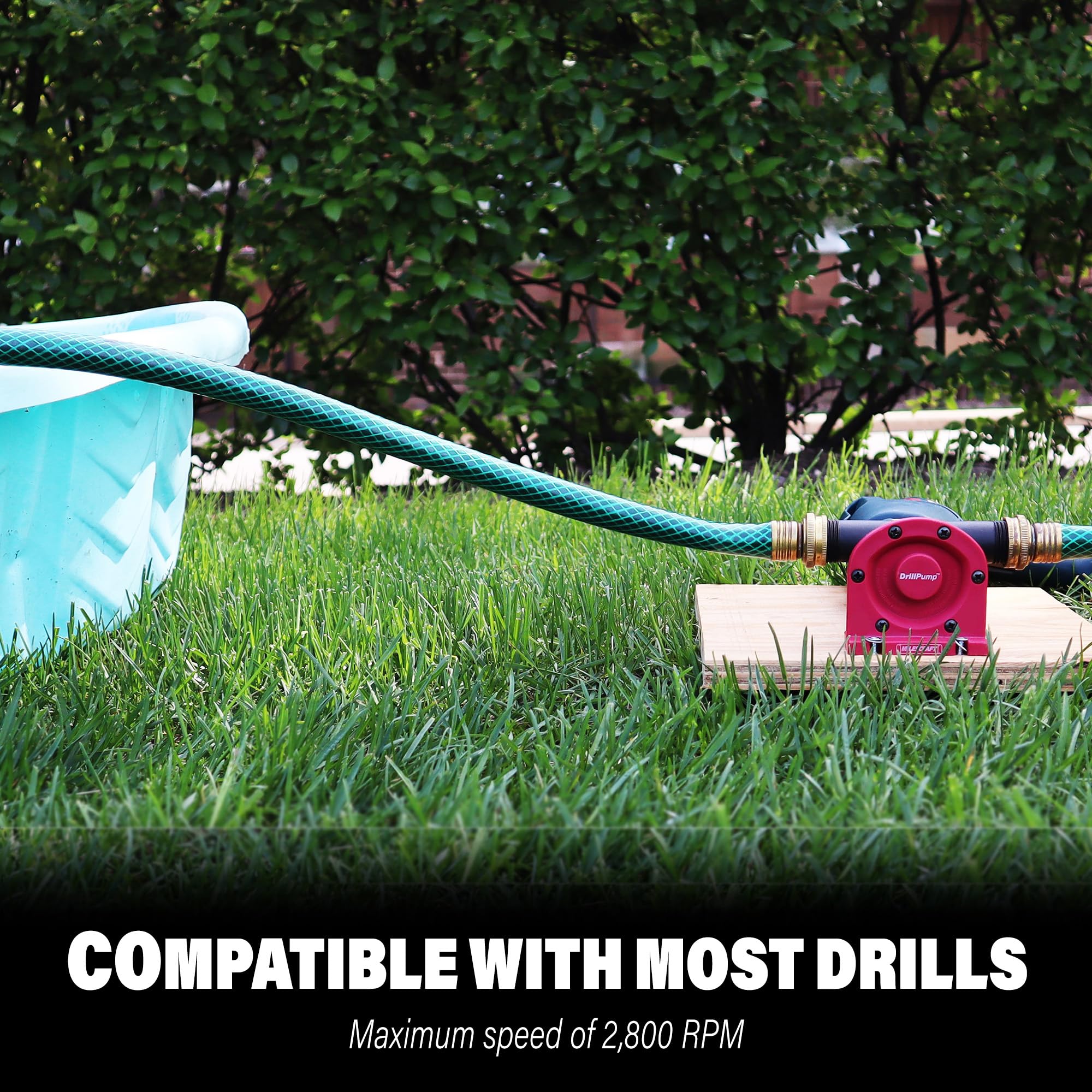 Milescraft DrillPump750 chuck-fit demonstrates universal compatibility with drills