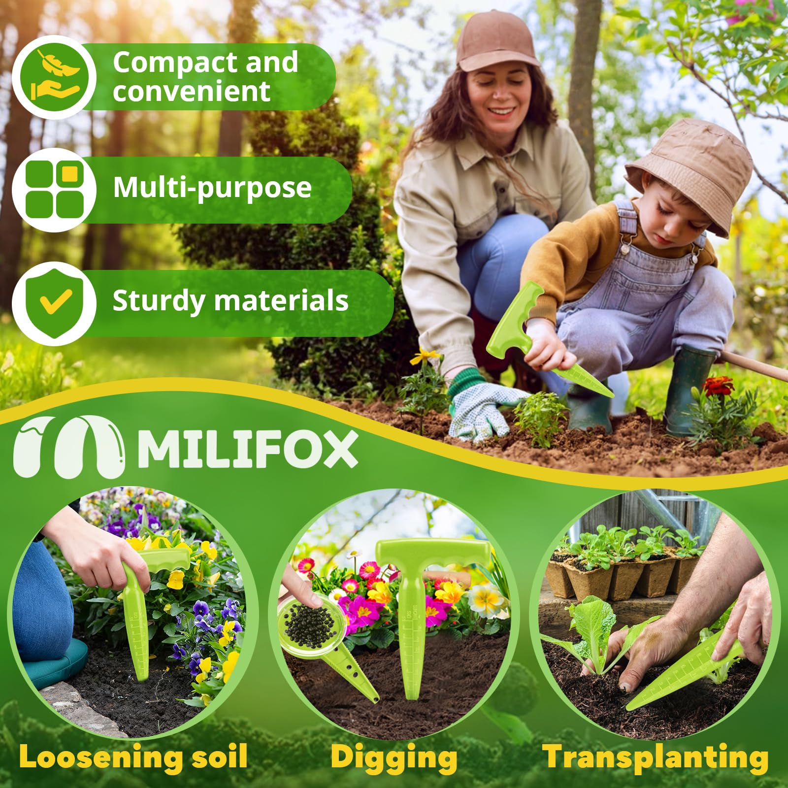 Milifox compact lightweight dibber makes quick planting sessions.
