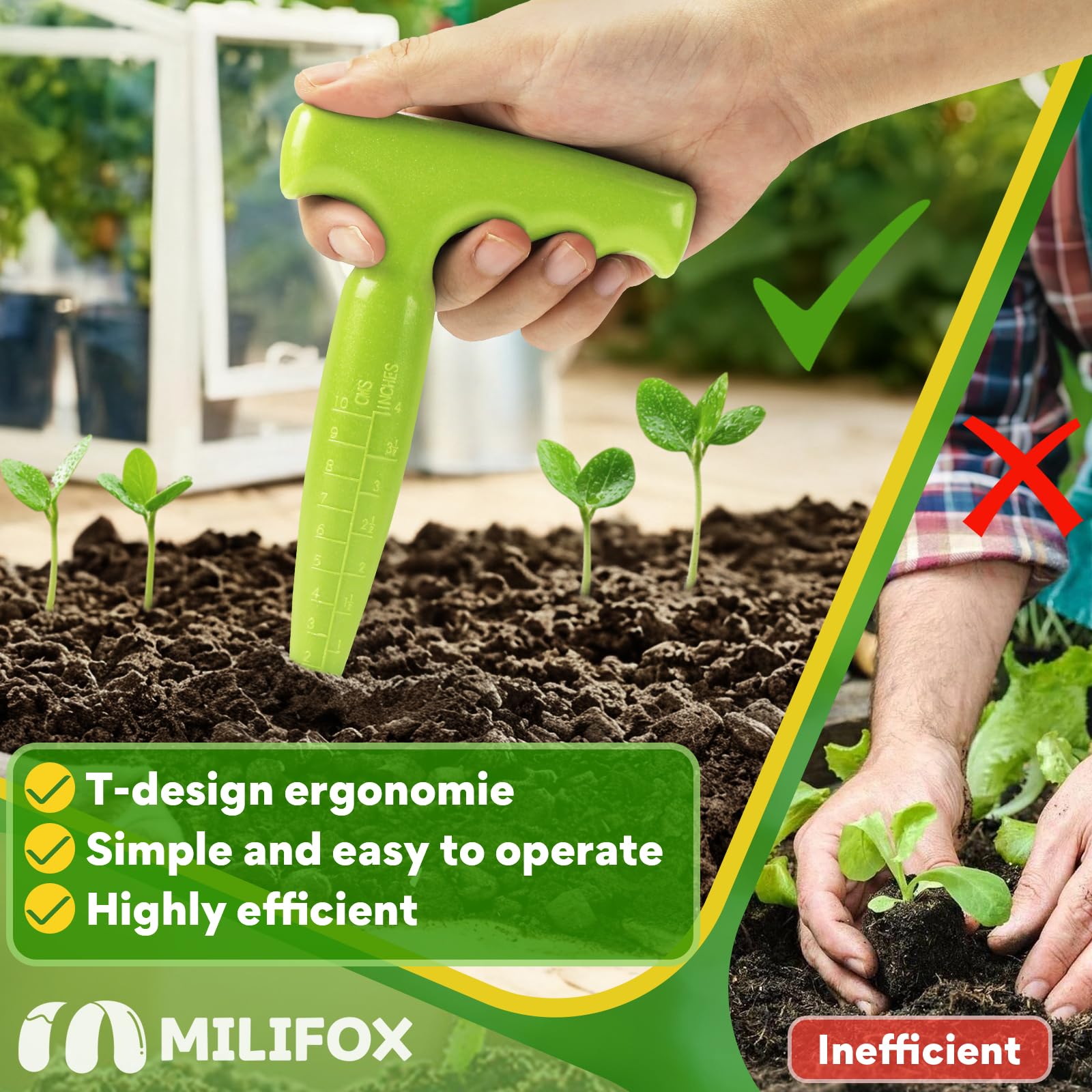 Milifox ergonomic-handle dibber with comfortable grip for easy use.