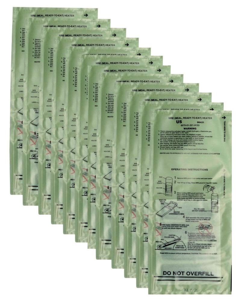 Military Surplus FRH heater MRE pack front shows compact, ready-to-use design for on-the-go meals.