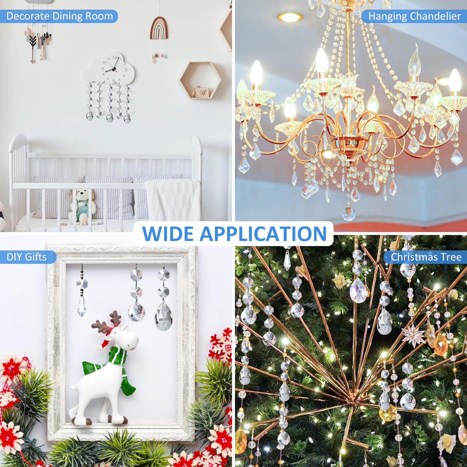 Milkary 44-pack icicle prisms create elongated light bursts for windows and trees.