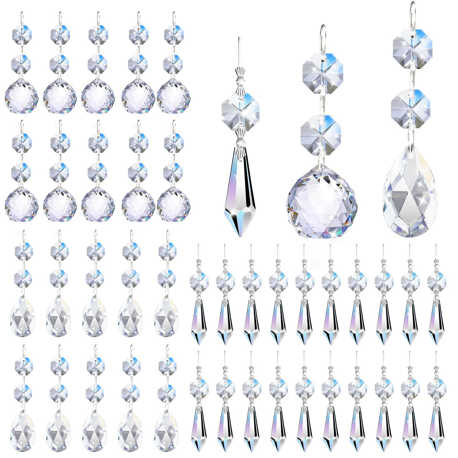 Milkary 44-pack spherical crystal prisms illuminate spaces with sparkling reflections.