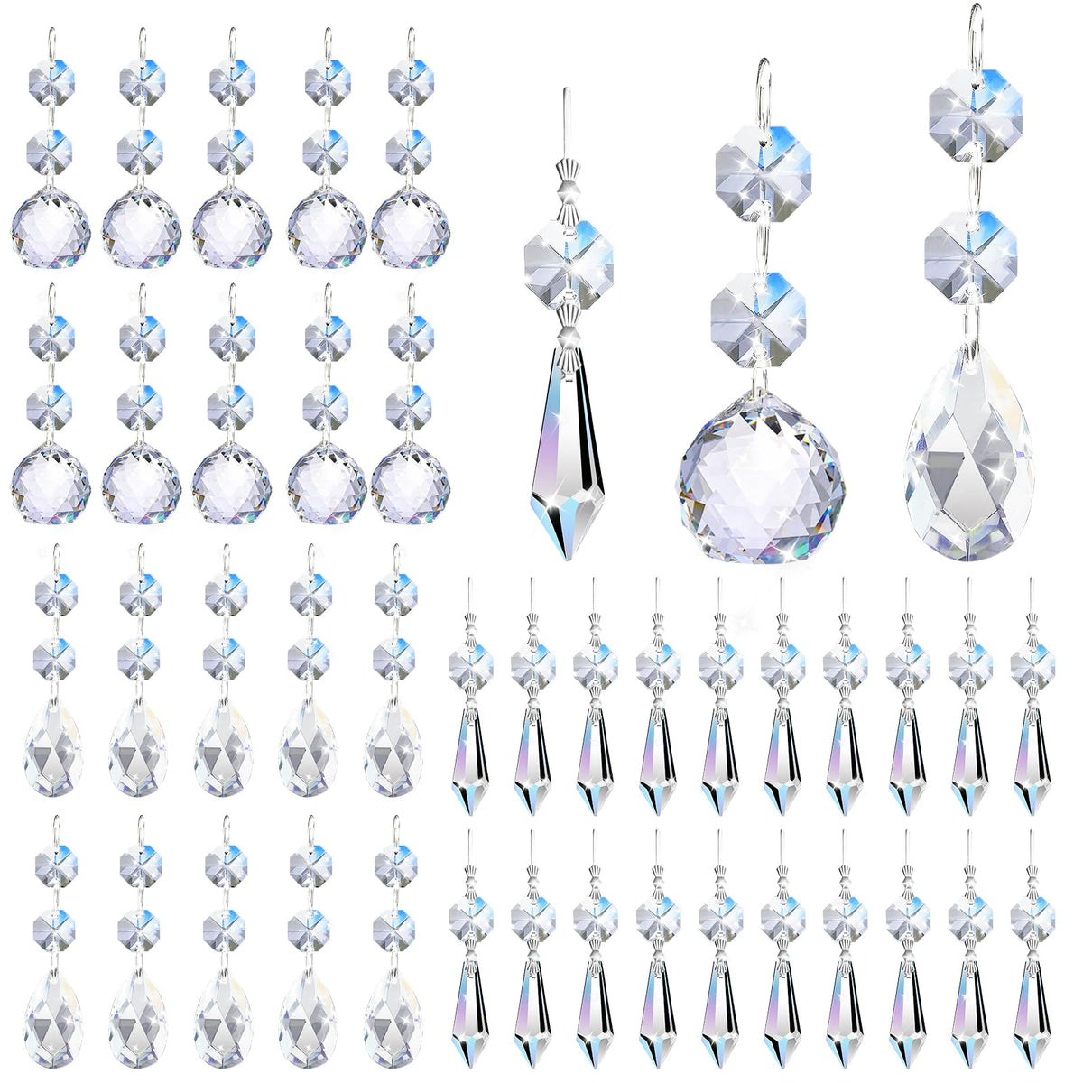 Milkary 44-pack spherical crystal prisms illuminate spaces with sparkling reflections.