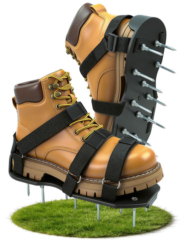 MILLUXXi lawn aerator shoes with dual straps provide secure, comfortable fit.