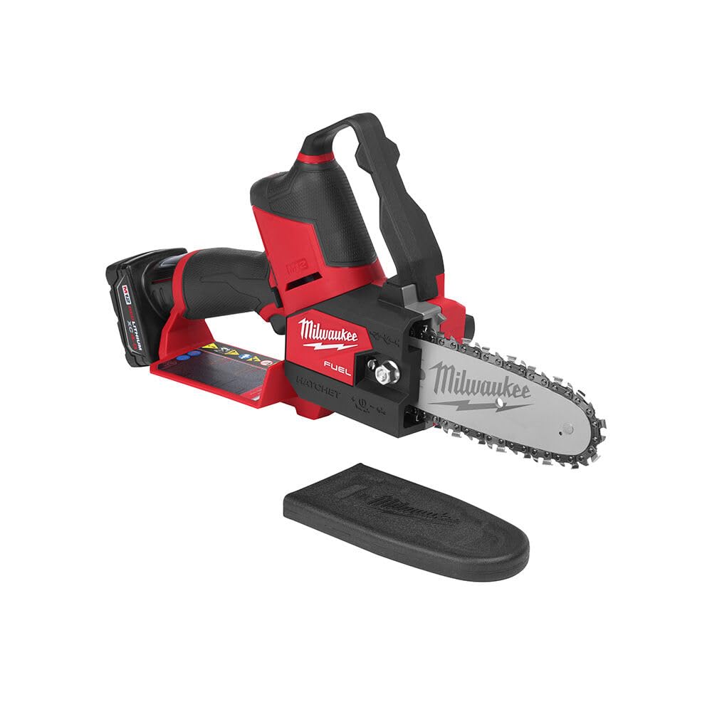 Milwaukee M12 Fuel Hatchet 6in pruning saw charger accessory ready for use.