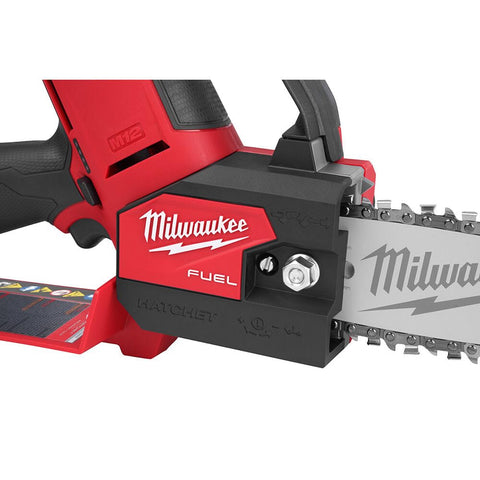 Milwaukee M12 Fuel Hatchet 6in pruning saw kit assembly image.