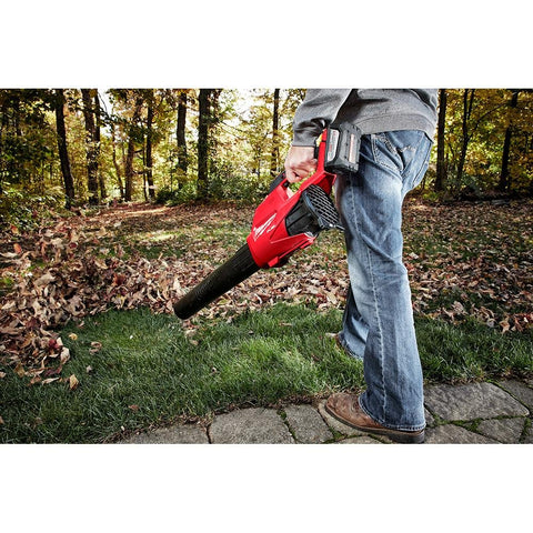 Milwaukee M18 FUEL blower suited for garage and deck cleanup tasks.