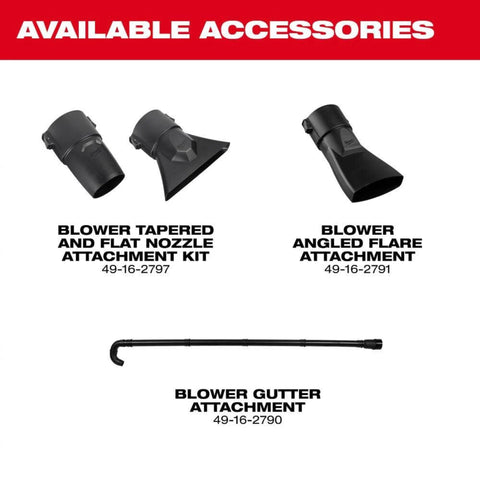 Milwaukee M18 Fuel Dual Battery Blower nozzle detail shows focused airflow for precise cleanup.