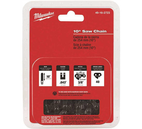 Milwaukee saw chain packaging shows easy replacement for fast maintenance.
