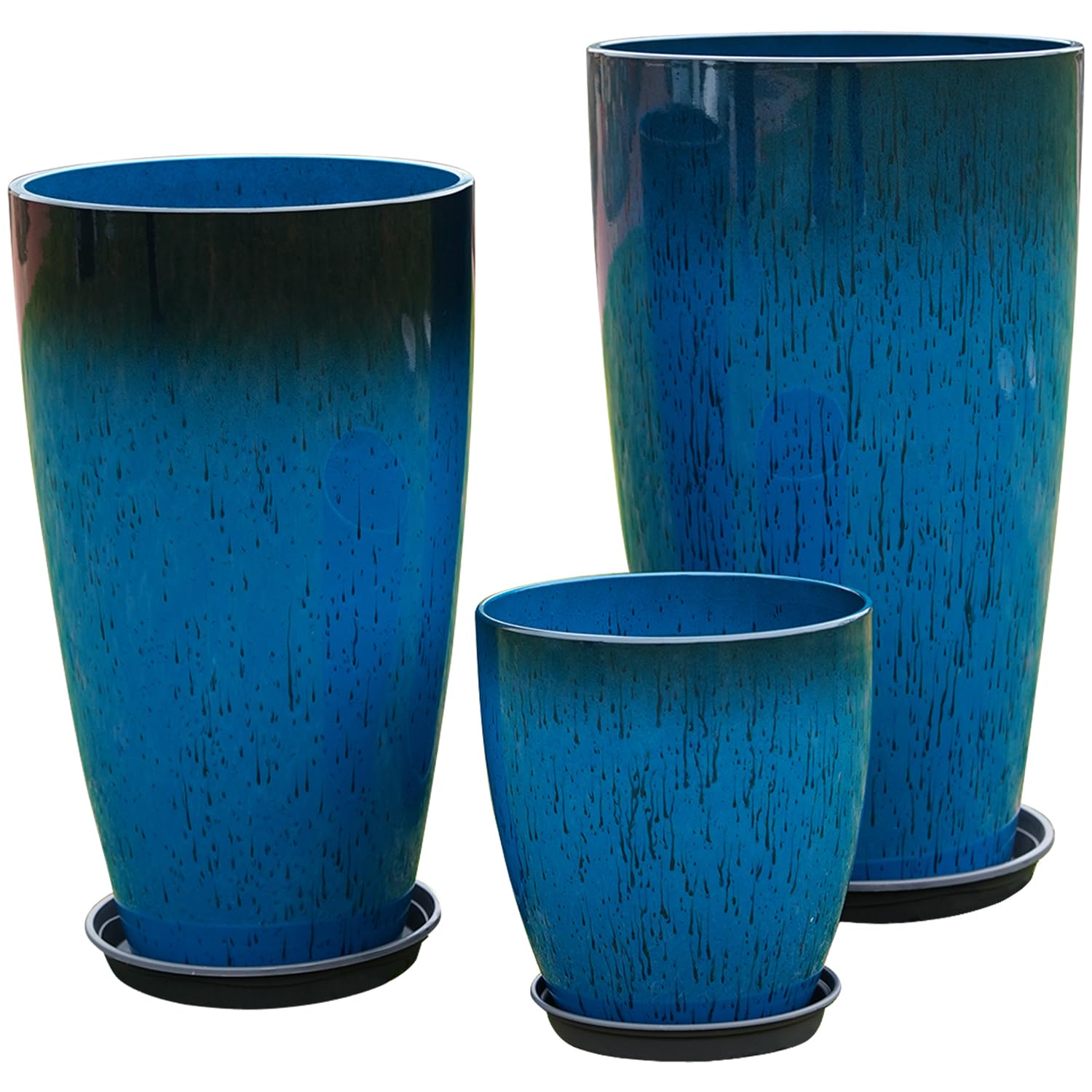 MinCHI257 gradient blue planter set in three sizes for stylish indoor or outdoor display