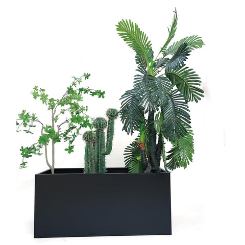MinCHI257 planter box side view for outdoor garden spaces; sturdy and stylish.