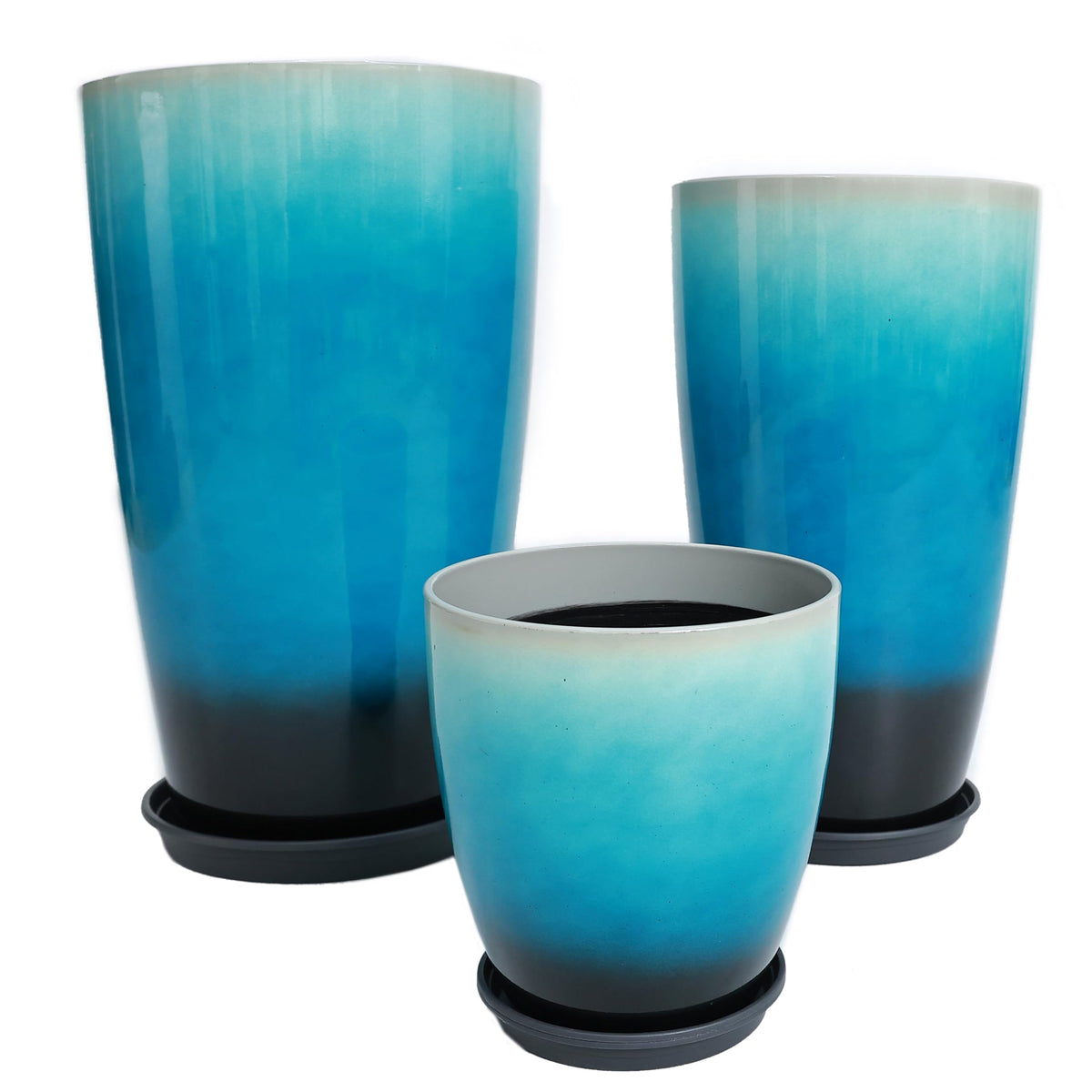 MinCHI257 24-inch tall planter with blue-black gradient elevates indoor decor and growth space