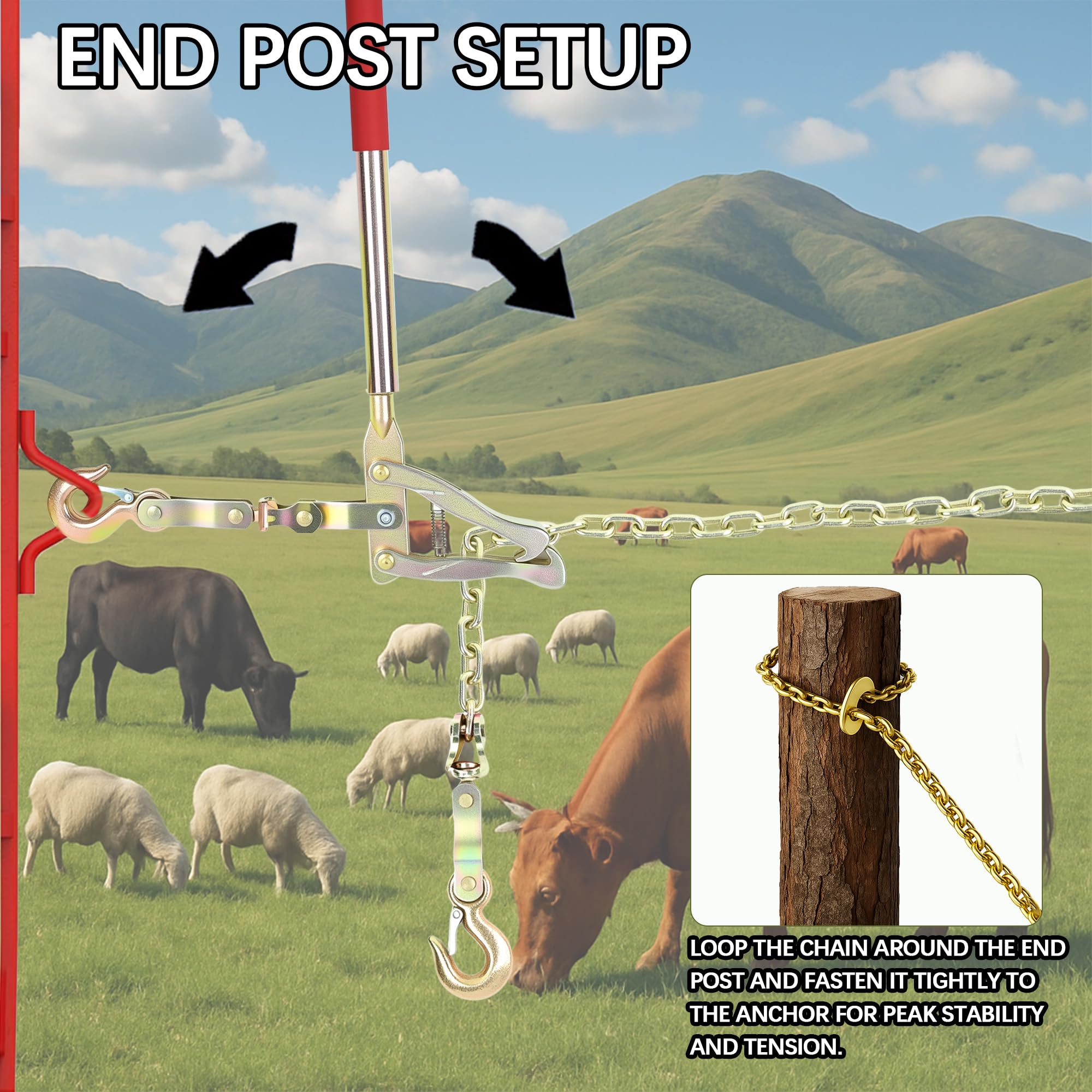 Mindoub 20 ft chains shown for versatile fence reach
