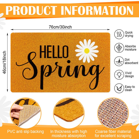 Mindsoft 18x30 doormat close-up showing vivid hello spring pattern for entryways.