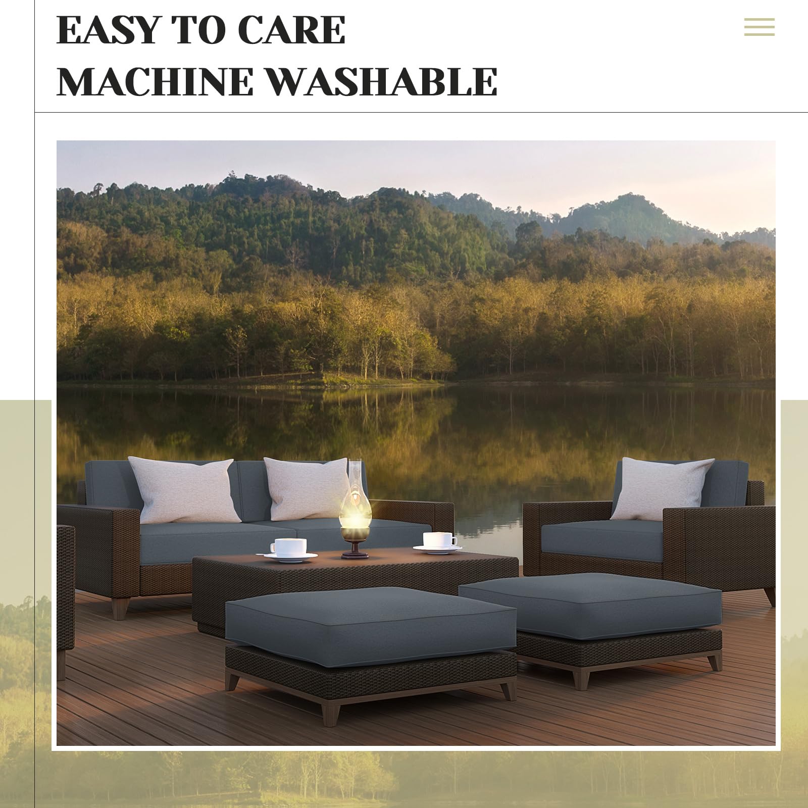 Mindsoft easy-care fabric is machine-washable for quick upkeep.