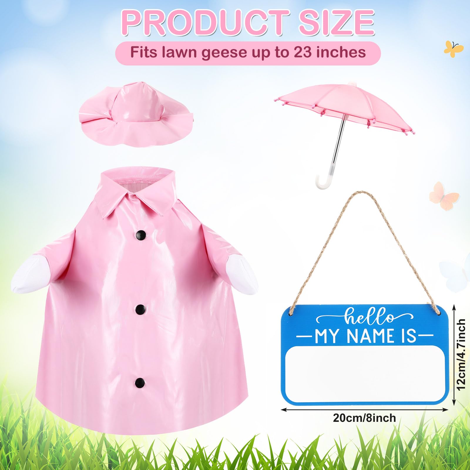 Mindsoft pink umbrella with goose outfit for cohesive spring decor.