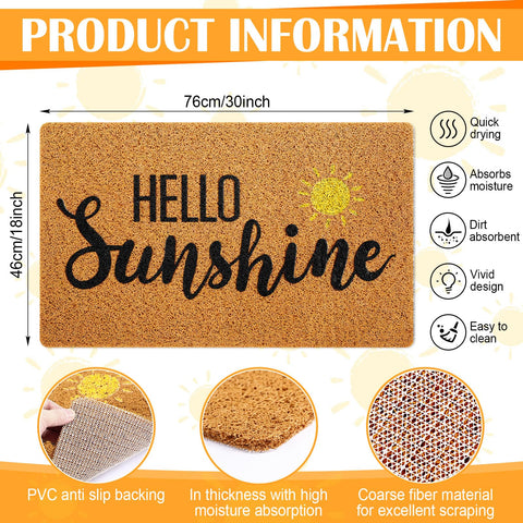 Mindsoft Hello Sunshine doormat texture close-up showing non-slip backing and durable materials.
