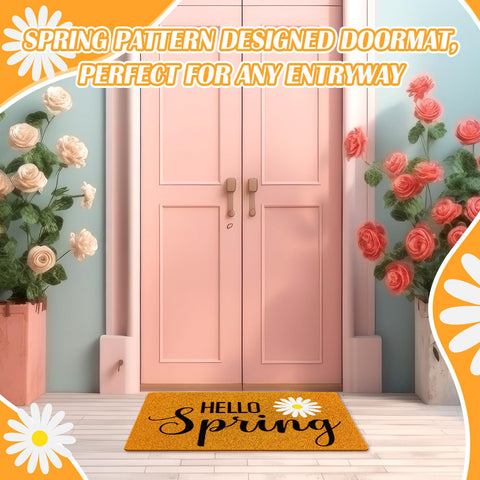 Mindsoft indoors entryway doormat decorated with flowers for home decor.